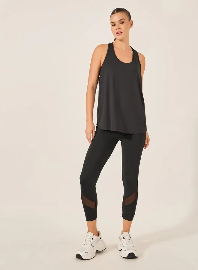 ستايلي اكتيف بلوزة بدون أكمام بتصميم سباق بلمسة نسيجية